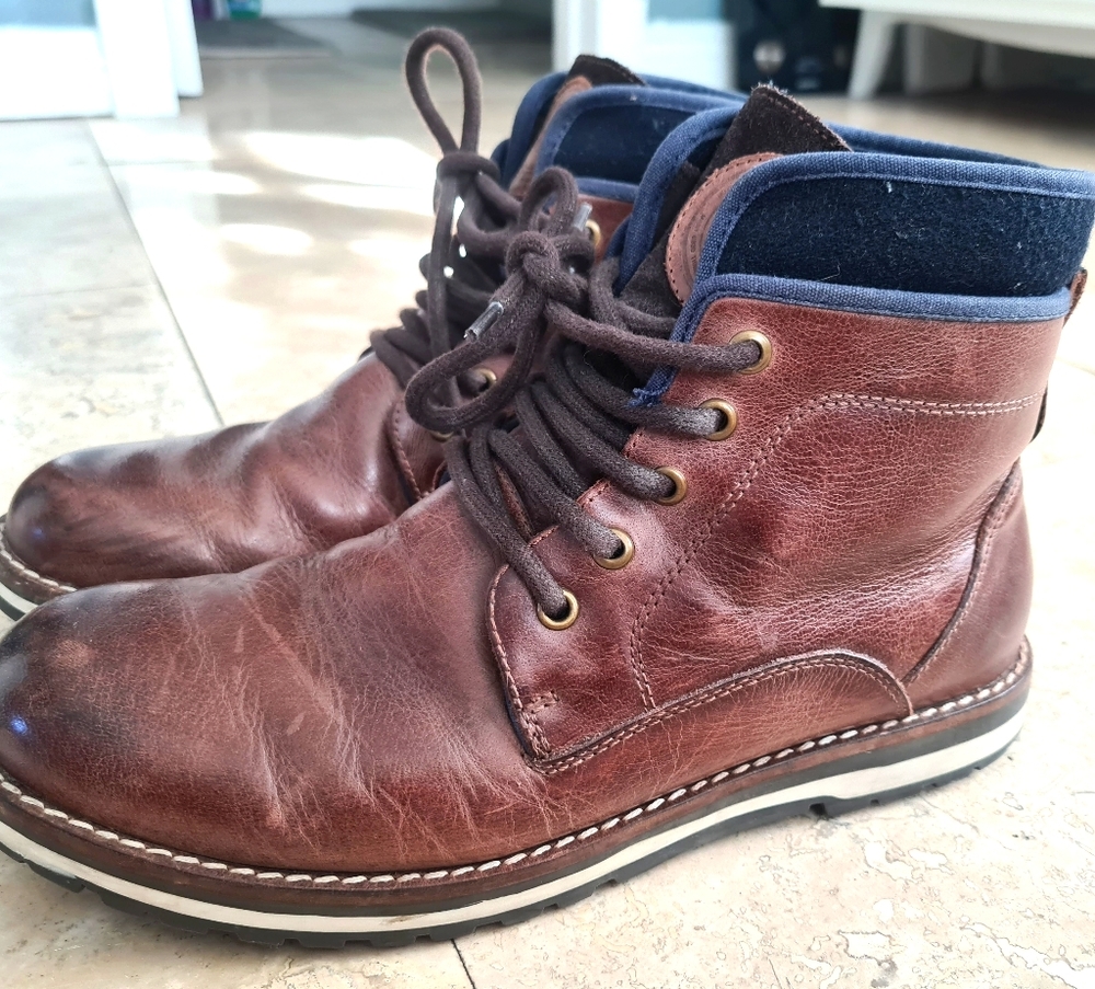 Aldo Men's Brown Leather Ankle Boots 9